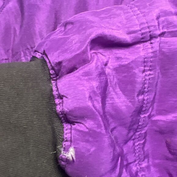 VTG 90s Clio 100% Silk Jacket Purple Oversized Quilted Bomber Women's Size Small - Picture 5 of 8